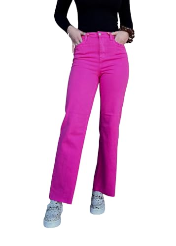 Judy Blue High Rise Hot Pink 90's Straight Jeans, Garment Dyed